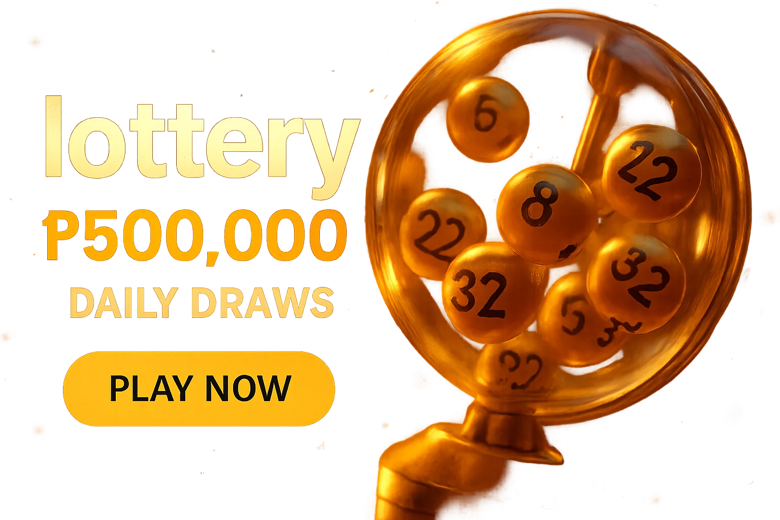 Festive lottery banner with golden balls in draw machine and Philippines jackpot